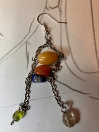 Image 4 of Regal Elegance Drops  | Jade agate peridot quartz fusion crystal dangling earrings 