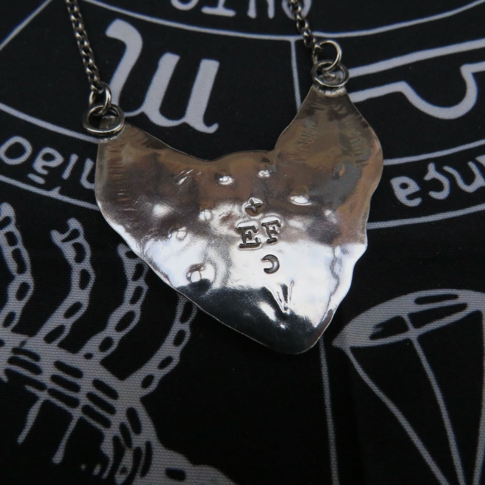 Night's Gaze ~ Barb the Bat Pendant set with Garnet Eyes Sterling Silver