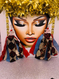 Gold Glitter/ Denim  Tassel Earrings