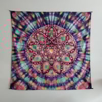 Image 1 of 53"x51" Watercolor mandala tapestry 