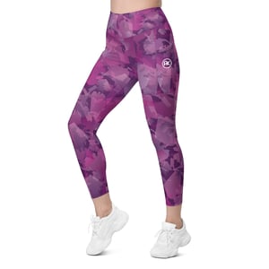 Image of Pocketed, High Waist AK Pattern Leggings - Blueberry