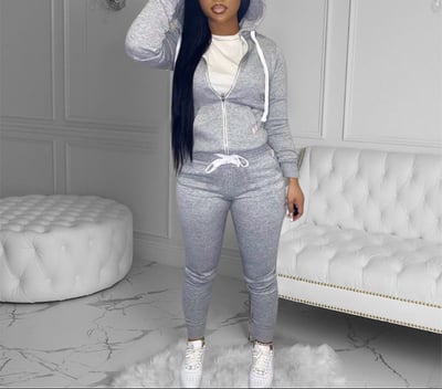 Image of 2 piece fitted zipper jogging suit 