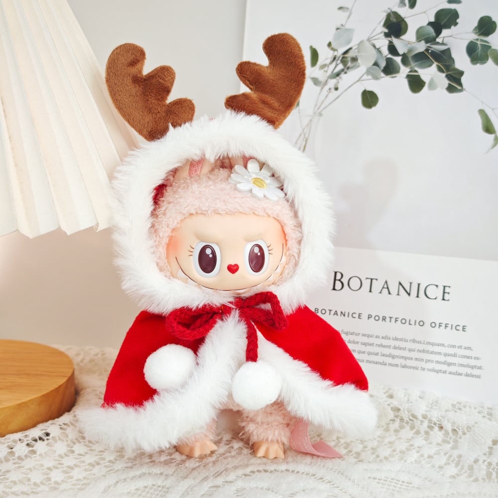 Image of Cute Doll Clothes Outfit Accessories Christmas Cape Set for 17cm Labubu V2 Mini Doll Clothing Doll A