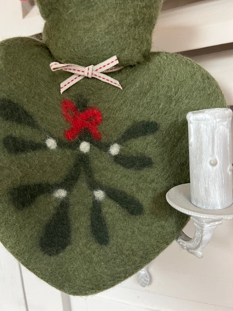 Image of Bouillotte forme Coeur Laine Mérinos : Mistletoe 