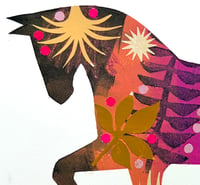 Image 3 of Salome , a black and pink monoprinted and collaged horse