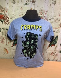 Image 1 of 80's Russell Cramps blue heather ringer SMALL