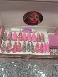 Image 2 of Julia Pink spike Blinged out Stiletto gel  Press on Exotic nails for teens &  adults