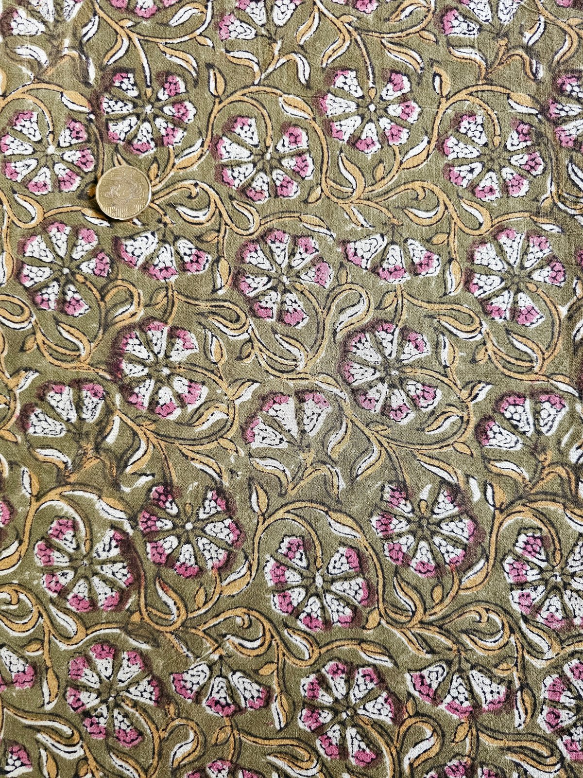 Image of Namaste fabric fleur et kaki