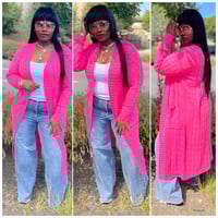 Pink long cardigan with pockets 