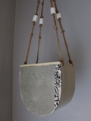 Image of Half-Moon Ceramic Hanging Planter - Geometric Black