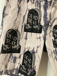 Image 3 of 'Dead Sexy' - Halloween Collection - Blockprinted Bleached Shorts 