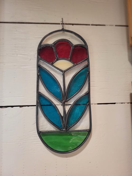 Image of Cottage Flower mini panel- stained glass