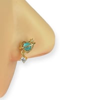 Blue heart nose stud