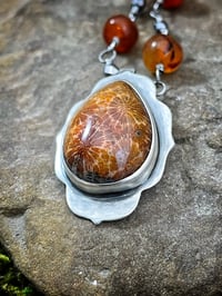 Image 3 of Fossilized Coral and Carnelian Necklace