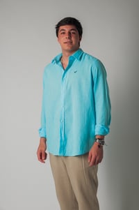 Image 1 of Camisa de lino turquesa