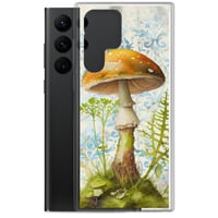 Image 5 of Gorgeous Blue Filigree and Orange Mushroom Fungus Clear Case for Samsung®