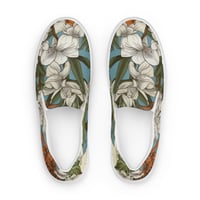 Image 2 of Colorful Botanical Plants Art Nouveau Women’s Slip-On Canvas Shoes