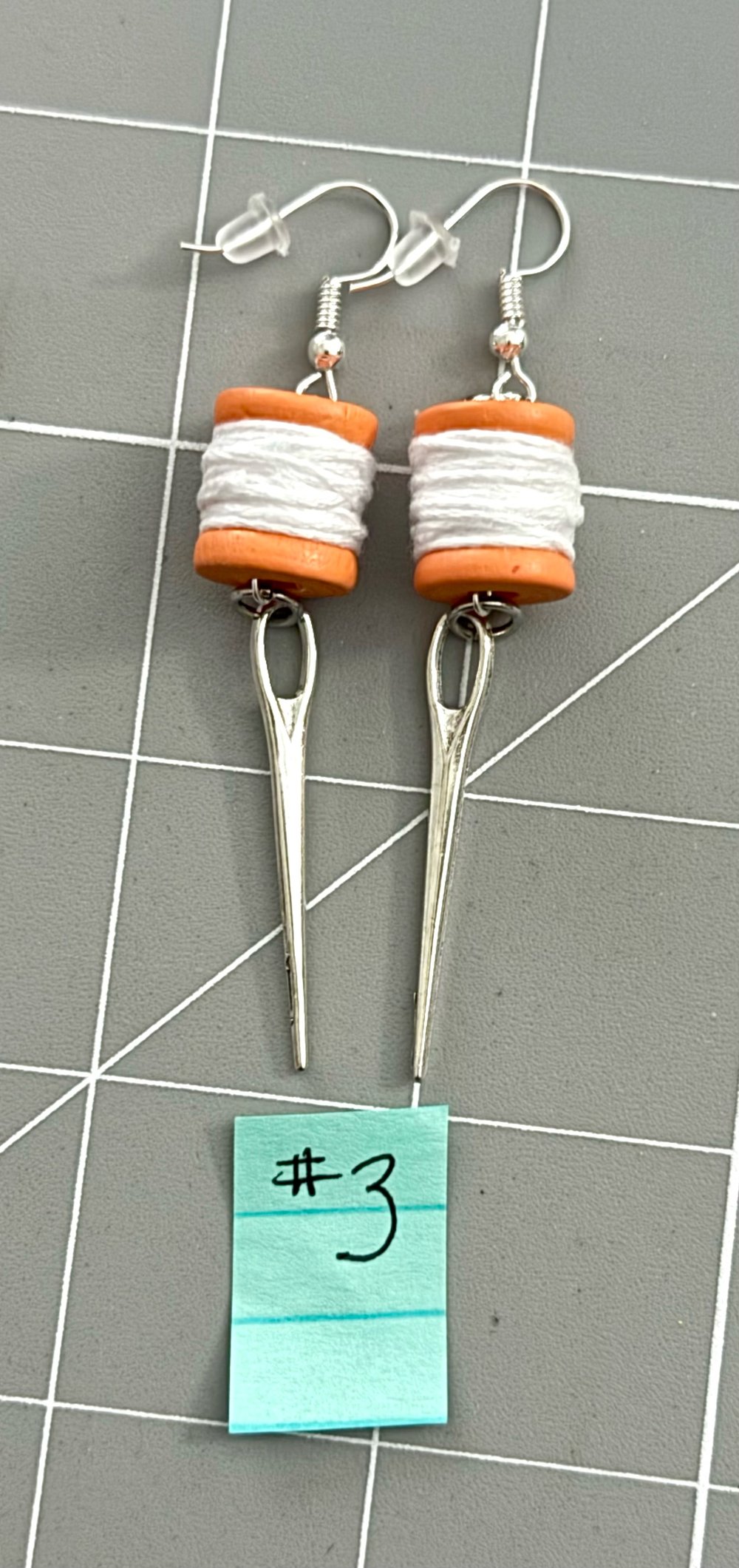Image of Mini Thread Spool & Sewing Needle Earrings