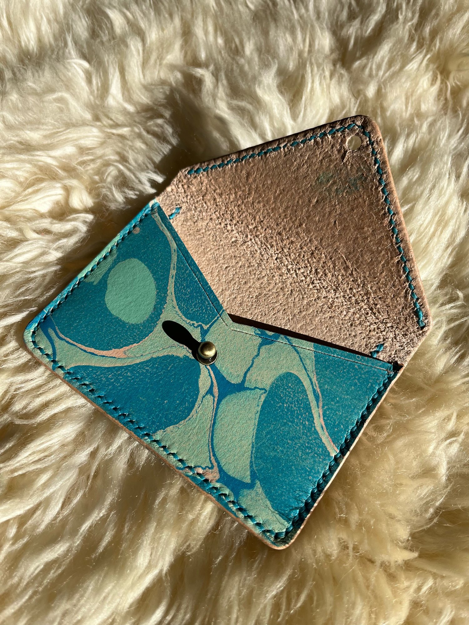 Image of Aqua Marbled Envelope Card Wallet 