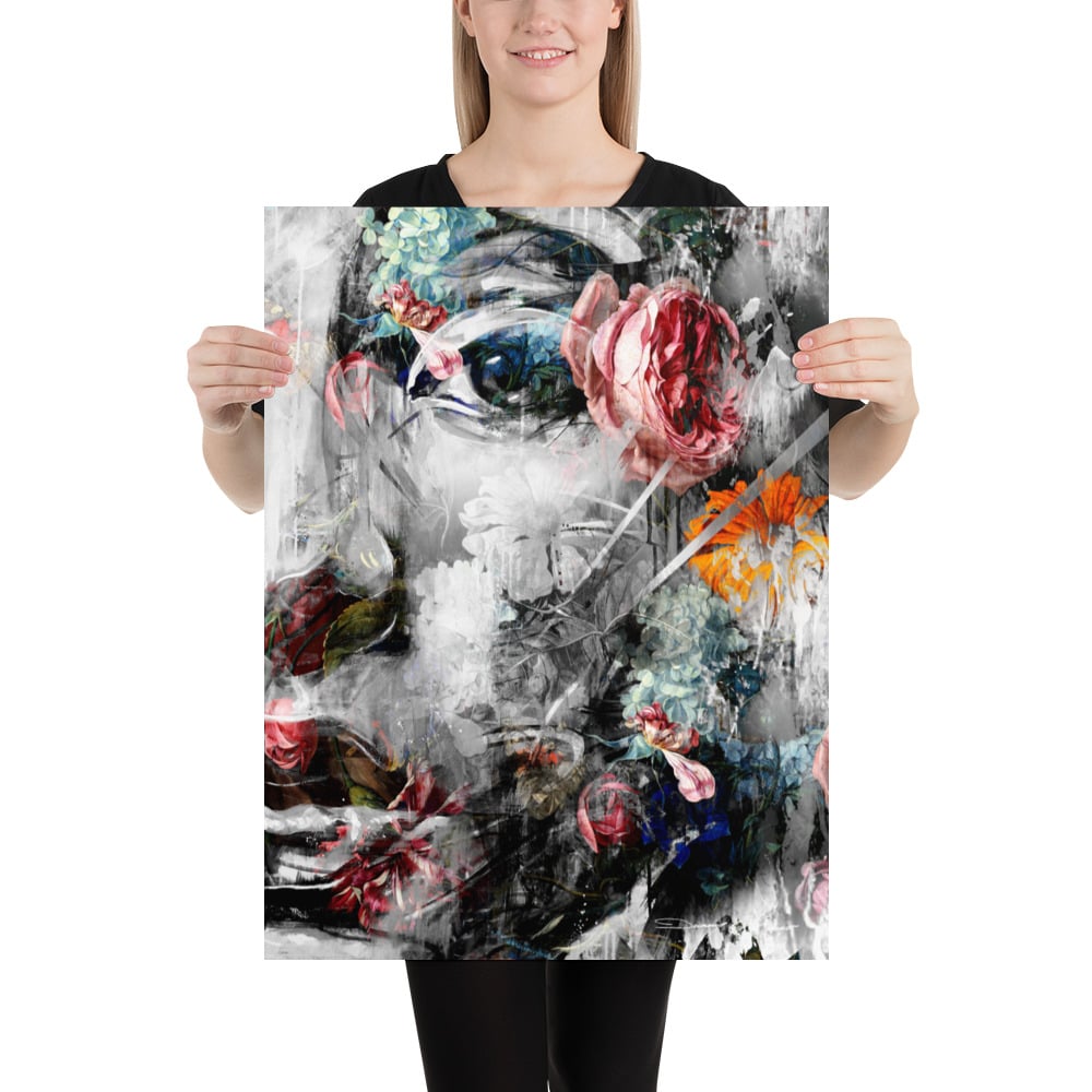 "Half Portrait With Flowers" - OPEN EDT PRINT ON PAPER - FREE WORLDWIDE SHIPPING!!!