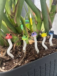Image 1 of Toad-stools! froggy mushroom plant ornaments