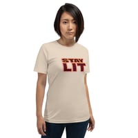 Image 3 of STAY LIT BURGUNDY/PINK/GOLD Short-Sleeve Unisex T-Shirt