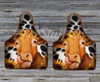 Image 2 of Cow With Sunflower Tag Earrings