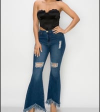 Image 2 of Scallop Edge Zip-up Tube Top black