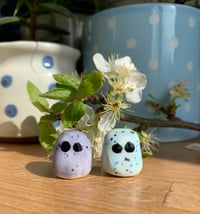 Image 1 of Mini Egg Guys Small (Pale Blue or Lilac) standing decoration