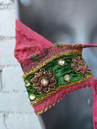 Image 13 of Bralette halter neck top jewel dark pink with two ties at the back