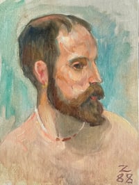 Image 4 of Group of Oil Portraits on Canvas Board