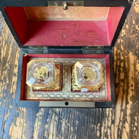 Image 16 of Antique French Napoleon III Boulle Scent Box 2 Baccarat Perfume Bottles