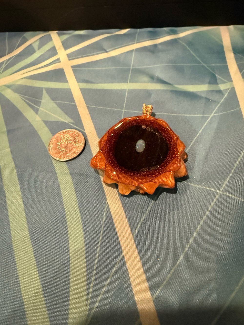 Image of Fire Opal and Shungite Pinecone Pendant #9