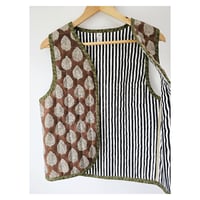 Image 5 of Indian Linen Quilted Vest Brown