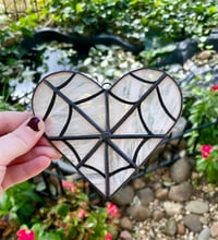 Image 2 of Stained Glass White Web Heart