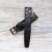Image 4 of 20mm Two Stitch Crocodile Strap In Black