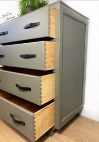 Image 4 of Vintage Chest Of Drawers painted in olive green/grey