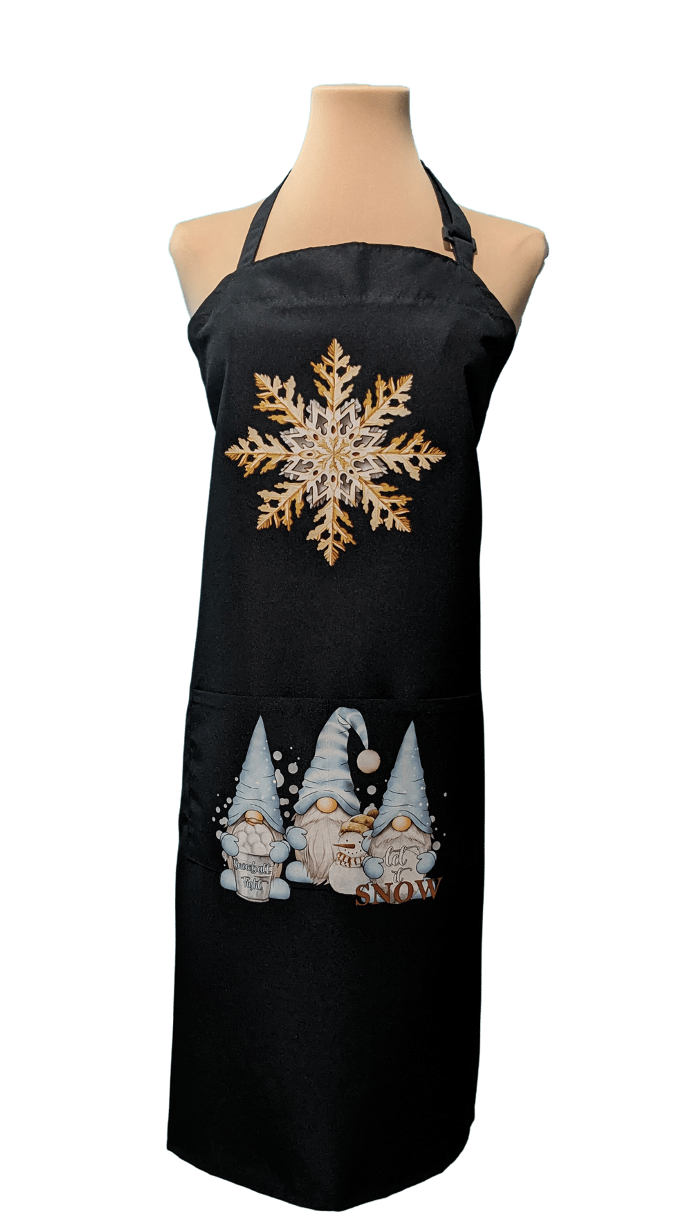 Image of Snowflake Gnomes Apron (black)