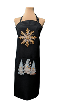 Image 1 of Snowflake Gnomes Apron (black)