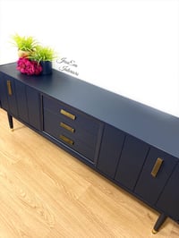 Image 3 of Mid Century Modern G Plan SIDEBOARD / TV CABINET / DRINKS CABINET in navy blue 