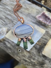 Image 1 of Electroformed Montana agate and indicolite tourmaline necklace