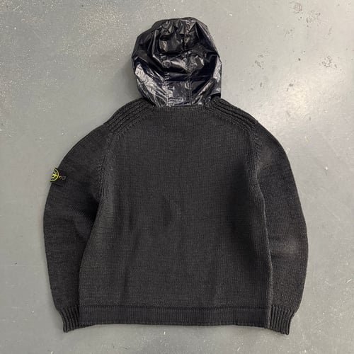 Image of SS 2000 Stone Island heavyweight PVC coated Nylon Hooded Sweatshirt, Size Large