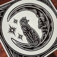 Image 1 of Cat & Moon print 