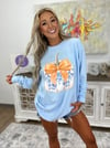 Blue Floral Pumpkin long sleeve or Sweatshirt 