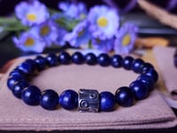 Image 5 of Amethyst & Dark Blue Sodalite 2pc Stacked Bracelet Set, Men Stretch Bracelet