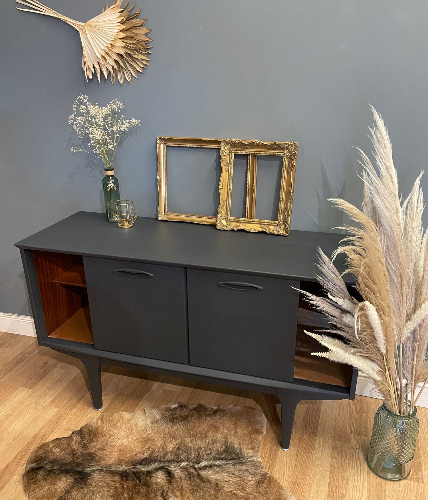 Image of Dark grey Jentique teal sideboard 