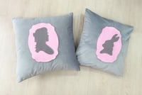 Image 2 of Handmade Alice In Wonderland Cameo Dusty Pink Decorative Pillow Case Cushion. Fairytale Room Decor