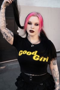Image 1 of Good Girl Crop YELLOW ON BLACK