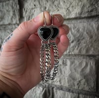 Image 1 of MTO Onyx Heart & Chain Hoops