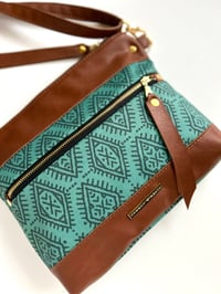 Image 3 of Teal boho crossbody with exterior pocket